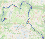 The map with the race route of the twelfth stage of the Tour de France 2022 on Open Street Maps