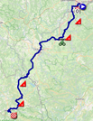 La carte du parcours de la quatorzième étape du Tour de France 2022 sur Open Street Maps