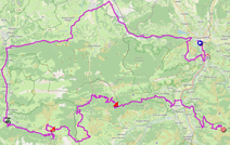 The map with the race route of the eighteenth stage of the Tour de France 2022 on Open Street Maps