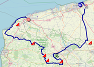 The map with the race route of the fourth stage of the Tour de France 2022 on Open Street Maps