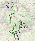 The map with the race route of the fifth stage of the Tour de France 2022 on Open Street Maps