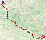 The map with the race route of the sixth stage of the Tour de France 2022 on Open Street Maps