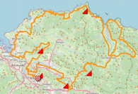 The map with the race route of the first stage of the Tour de France 2023 on Open Street Maps