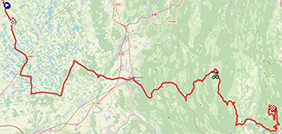 The map with the race route of the thirteenth stage of the Tour de France 2023 on Open Street Maps