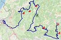 De kaart met het parcours van de veertiende etappe van de Tour de France 2023 op Open Street Maps