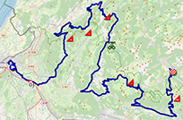 The map with the race route of the fourteenth stage of the Tour de France 2023 on Open Street Maps