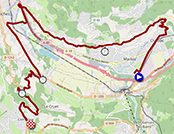De kaart met het parcours van de zestiende etappe van de Tour de France 2023 op Open Street Maps