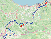 The map with the race route of the second stage of the Tour de France 2023 on Open Street Maps