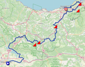 The map with the race route of the second stage of the Tour de France 2023 on Open Street Maps
