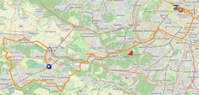 De kaart met het parcours van de eenentwintigste etappe van de Tour de France 2023 op Open Street Maps