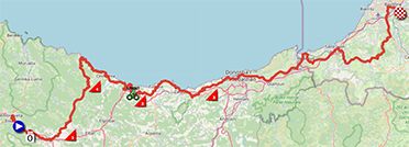 La carte du parcours de la troisième étape du Tour de France 2023 sur Open Street Maps