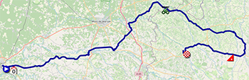 The map with the race route of the fourth stage of the Tour de France 2023 on Open Street Maps The map with the race route of the fourth stage of the Tour de France 2023 on Open Street Maps