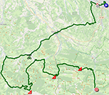 The map with the race route of the fifth stage of the Tour de France 2023 on Open Street Maps