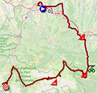 The map with the race route of the sixth stage of the Tour de France 2023 on Open Street Maps