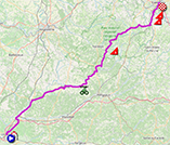 De kaart met het parcours van de achtste etappe van de Tour de France 2023 op Open Street Maps