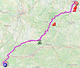 The map with the race route of the eighth stage of the Tour de France 2023 on Open Street Maps The map with the race route of the eighth stage of the Tour de France 2023 on Open Street Maps