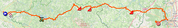 De kaart met het parcours van de negende etappe van de Tour de France 2023 op Open Street Maps