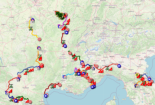 The map of the Tour de France 2024 The map of the Tour de France 2024