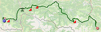 The race route of the fifteenth stage of the Tour de France 2024 The race route of the fifteenth stage of the Tour de France 2024