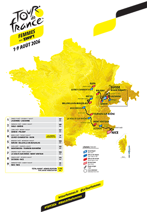 La carte du Tour de France Femmes avec Zwift 2026 La carte du Tour de France Femmes avec Zwift 2026