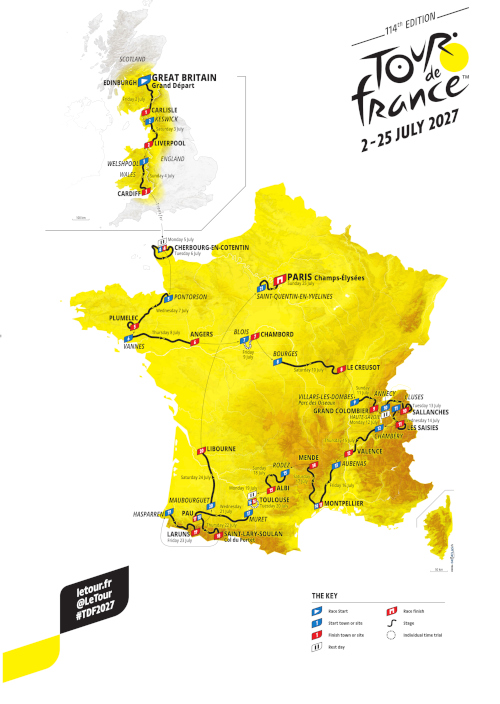 La carte du Tour de France 2027 La carte du Tour de France 2027