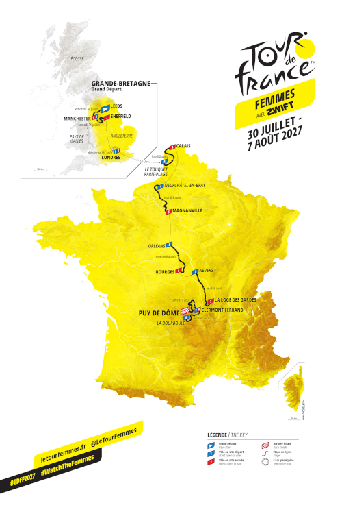 La carte du Tour de France Femmes avec Zwift 2027 La carte du Tour de France Femmes avec Zwift 2027
