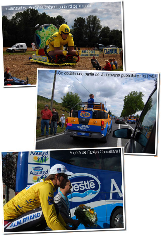 Le 11 juillet 2007 : l étape Villers-Cotterêts > Joigny : carnaval de Sergines, caravane publicitaire et Fabian Cancellara (CSC) Le 11 juillet 2007 : l étape Villers-Cotterêts > Joigny : carnaval de Sergines, caravane publicitaire et Fabian Cancellara (CSC)