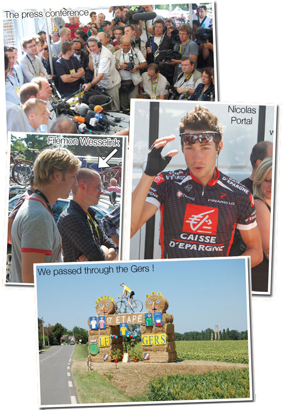 26 July 2007 - Pau > Castelsarrasin : A.S.O. press conference, Filemon Wesselink (BNN), Nicolas Portal (Caisse d Epargne) and some decoration in the Gers 26 July 2007 - Pau > Castelsarrasin : A.S.O. press conference, Filemon Wesselink (BNN), Nicolas Portal (Caisse d Epargne) and some decoration in the Gers