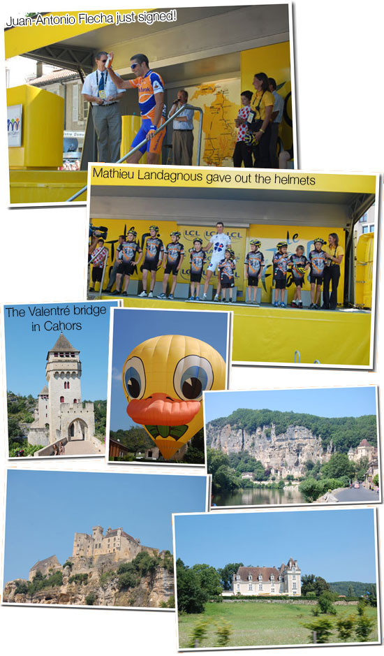 27 July 2007 - Cahors > Angoulême : Juan-Antonio Flecha just after his signature, Mathieu Ladagnous handed out the helmets, the Valentré bridge in Cahors and some castles and other things 27 July 2007 - Cahors > Angoulême : Juan-Antonio Flecha just after his signature, Mathieu Ladagnous handed out the helmets, the Valentré bridge in Cahors and some castles and other things