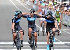 Team Sky celebrates it's double victory