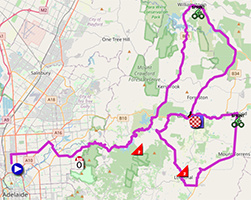 The race route of the first stage of the Tour Down Under 2025
