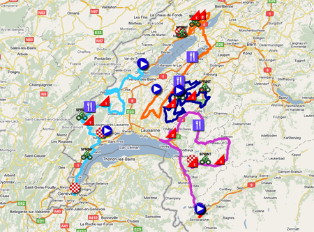 De kaart van de Ronde van Romandië 2011