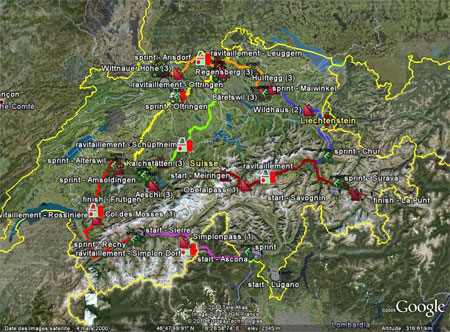 Le parcours du Tour de Suisse 2010 dans Google Earth Le parcours du Tour de Suisse 2010 dans Google Earth