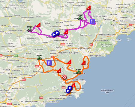 The map of the Tour du Haut Var 2011 The map of the Tour du Haut Var 2011