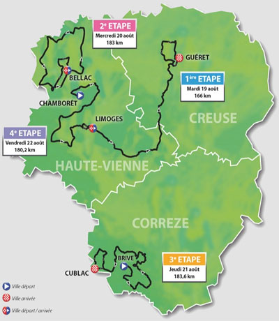 The route and stages of the Tour du Limousin 2008