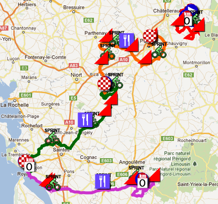 Download the Tour Poitou-Charentes 2012 race route in Google Earth