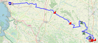 La carte du parcours de la deuxième étape du Tour Poitou-Charentes en Nouvelle-Aquitaine 2022 sur Open Street Maps