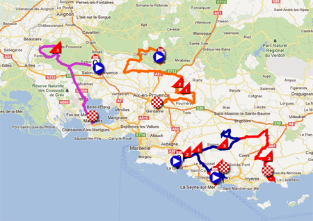 Le parcours du Tour Med 2012 dans Google Earth
