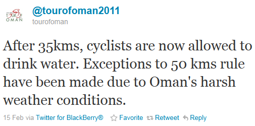 Tour of Oman - tweet of the week