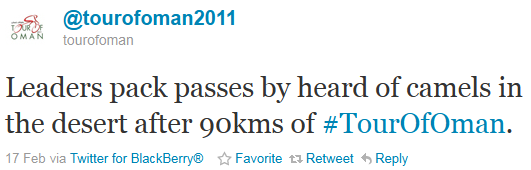 Tour of Oman - tweet of the week