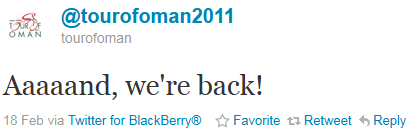 Tour of Oman - tweet of the week Tour of Oman - tweet of the week