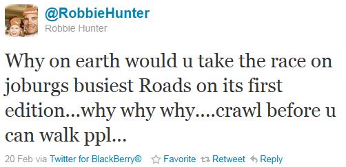 Robbie Hunter - tweet of the week