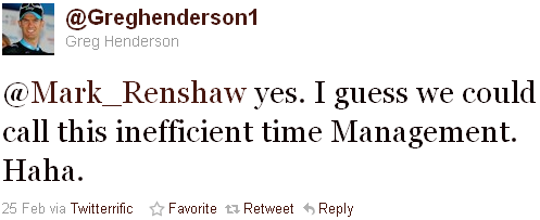 Greg Henderson - tweet of the week Greg Henderson - tweet of the week