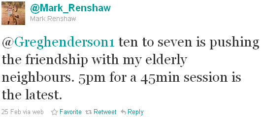 Mark Renshaw - tweet of the week Mark Renshaw - tweet of the week