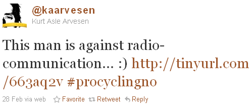 Kurt Asle Arvesen - tweet of the week Kurt Asle Arvesen - tweet of the week