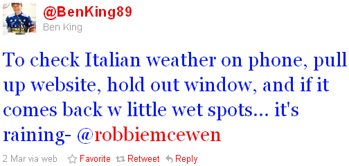 Ben King - tweet of the week Ben King - tweet of the week