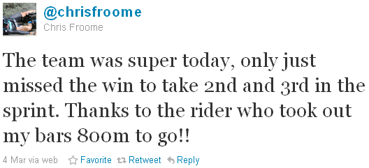 Chris Froome - tweet of the week Chris Froome - tweet of the week