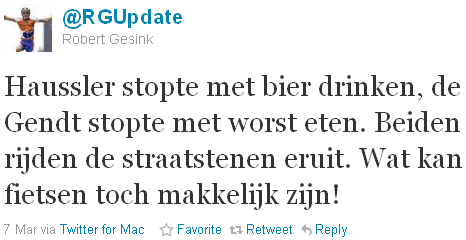 Robert Gesink - tweet of the week Robert Gesink - tweet of the week