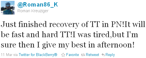 Roman Kreuziger - tweet of the week Roman Kreuziger - tweet of the week