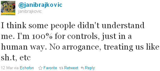 Jani Brajkovic - tweet of the week Jani Brajkovic - tweet of the week